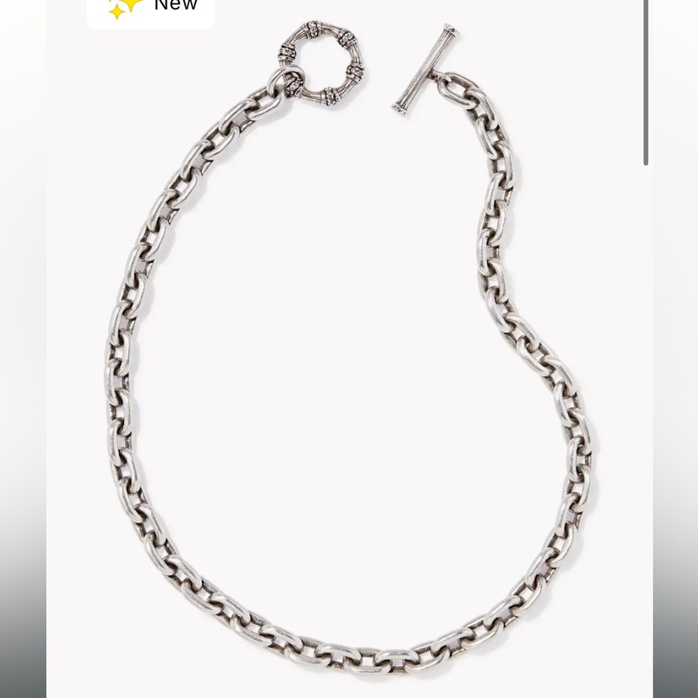 Kendra Scott Maura Vintage Silver Chain Necklace in White Crystal